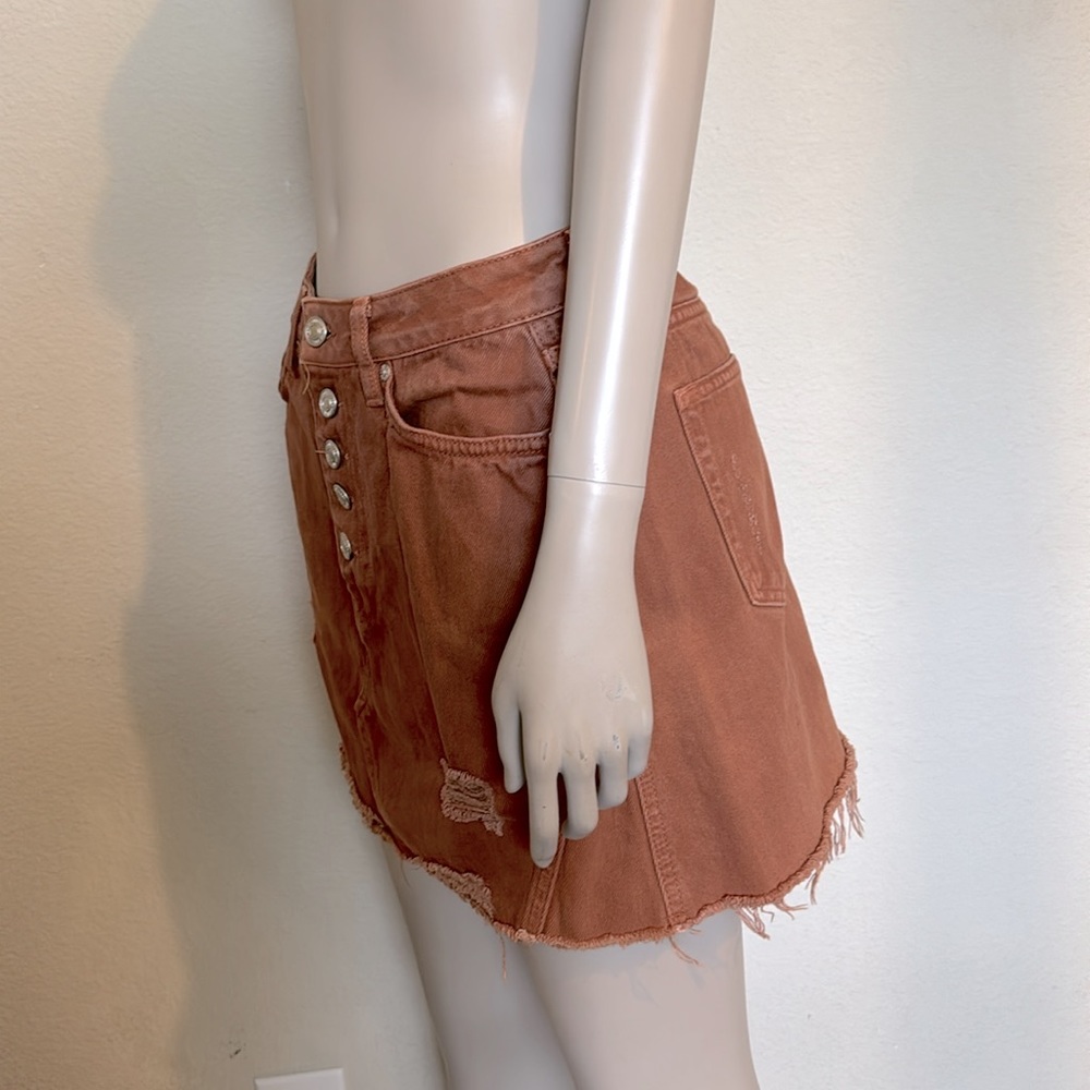 We the Free, Free People Distressed Boho Mini Skirt, size 28, rust brown - Picture 5 of 11